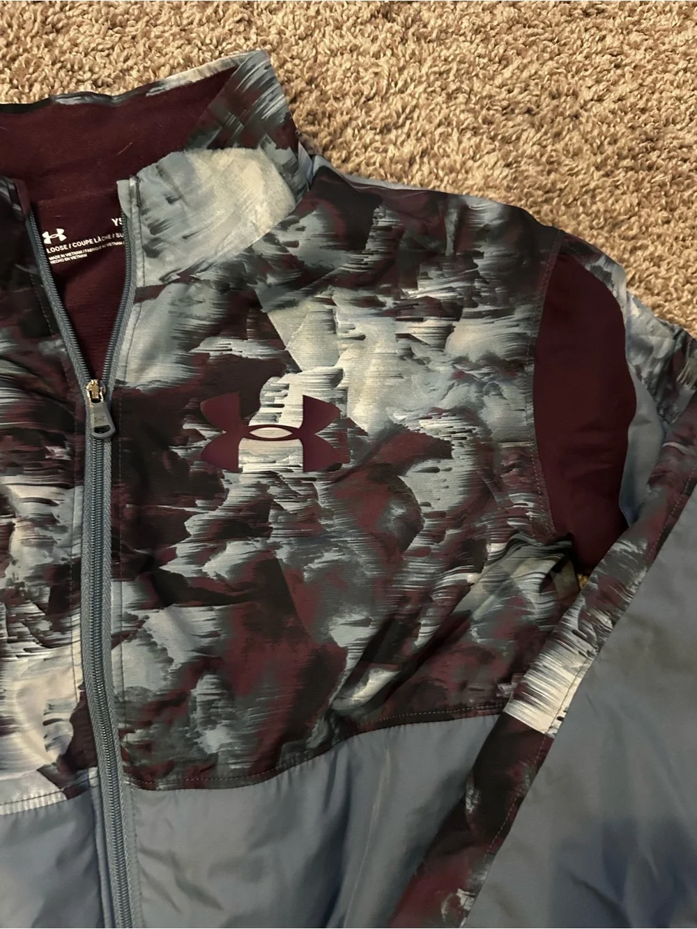 Under Armour Maroon & Gray Athletic Zip Jacket